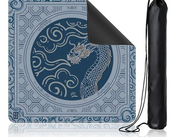 Dragon Mahjong Mat 32inx32in | Blue Mahjong Table Mat | Neoprene Mahjong Mat | Elegant Mahjong Mat | Mahjong Gift