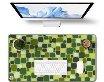 Retro Groovy Desk Mat | Mid-Century Modern Green Laptop Pad 22x12