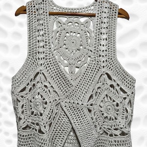Handmade Crochet Vest - Pentagonal granny square crochet - Made with Antipilling Baby yarn - Available in S,M Sizes and Custom Colors