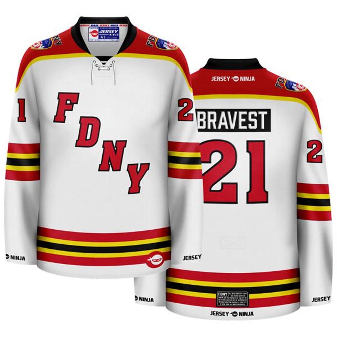 FDNY Wordmark White Hockey Jersey - Etsy