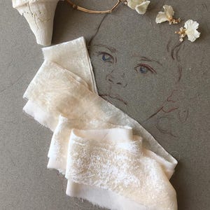 Champagne Velvet Ribbon, Hand painted ribbon 1,2&quot; Bridal Bouquet Wedding invitations Hand ripped, wedding photography, Wedding ribbon