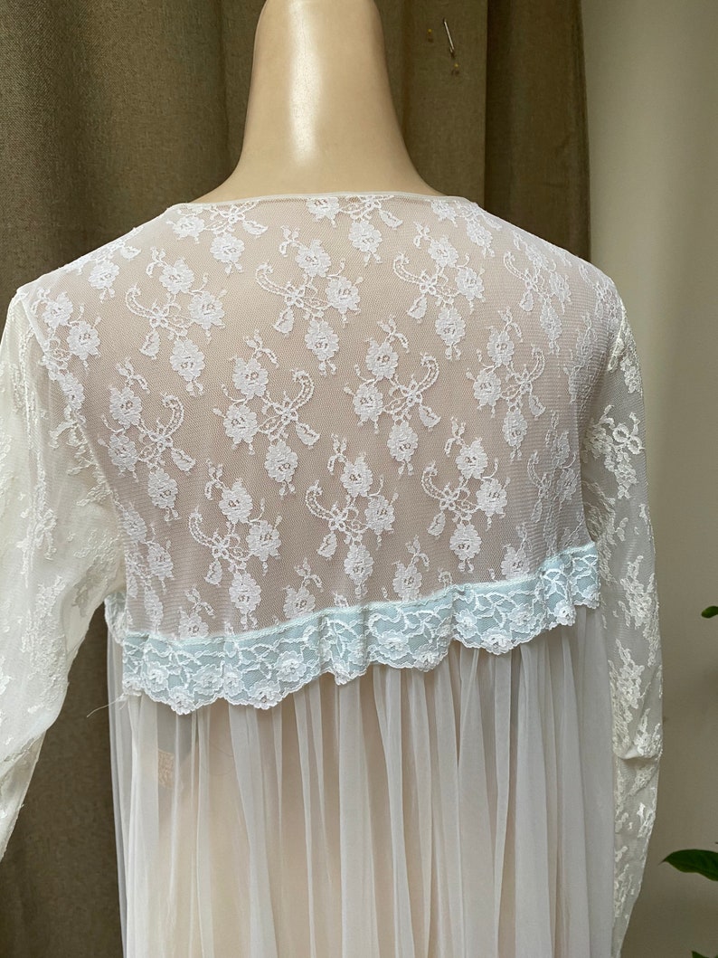 Vintage Miss Elaine Sheer White Peignoir Robe S/M Lace | Etsy