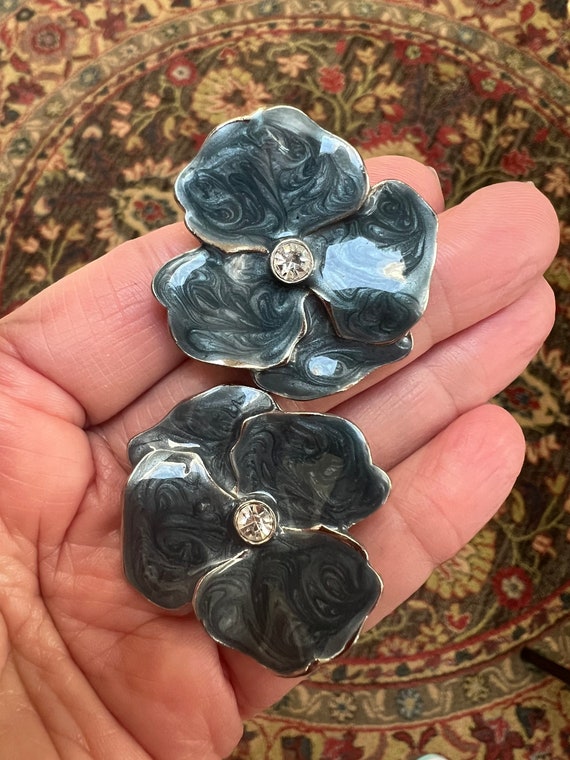 Bright Clip On Earrings in Blue, Pink & Grey