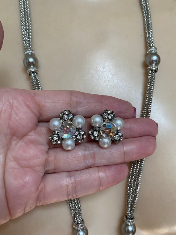 Vintage silvertone multi chains necklace, silver n
