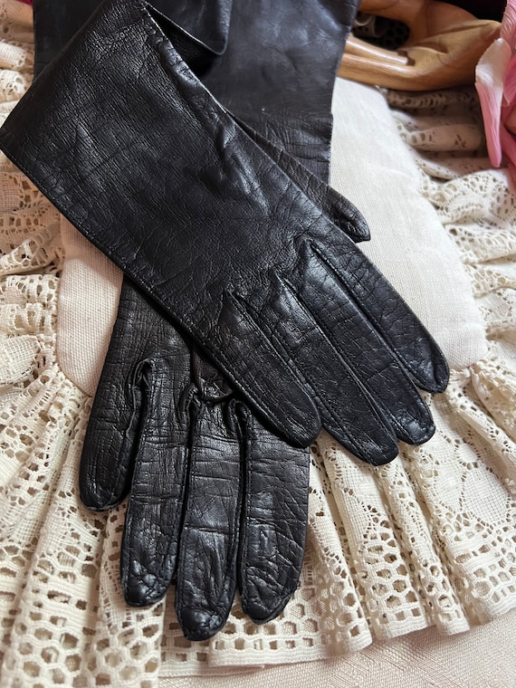 Vintage dark brown made Belgium high arm gloves 6,