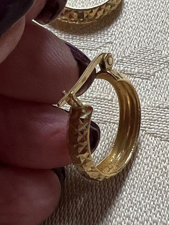 Vintage antique 14k Turkish pierced hoop earrings… - image 8