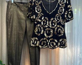 トップス vintage black gold sheer highneck blouse vintage black gold sheer highneck blouse