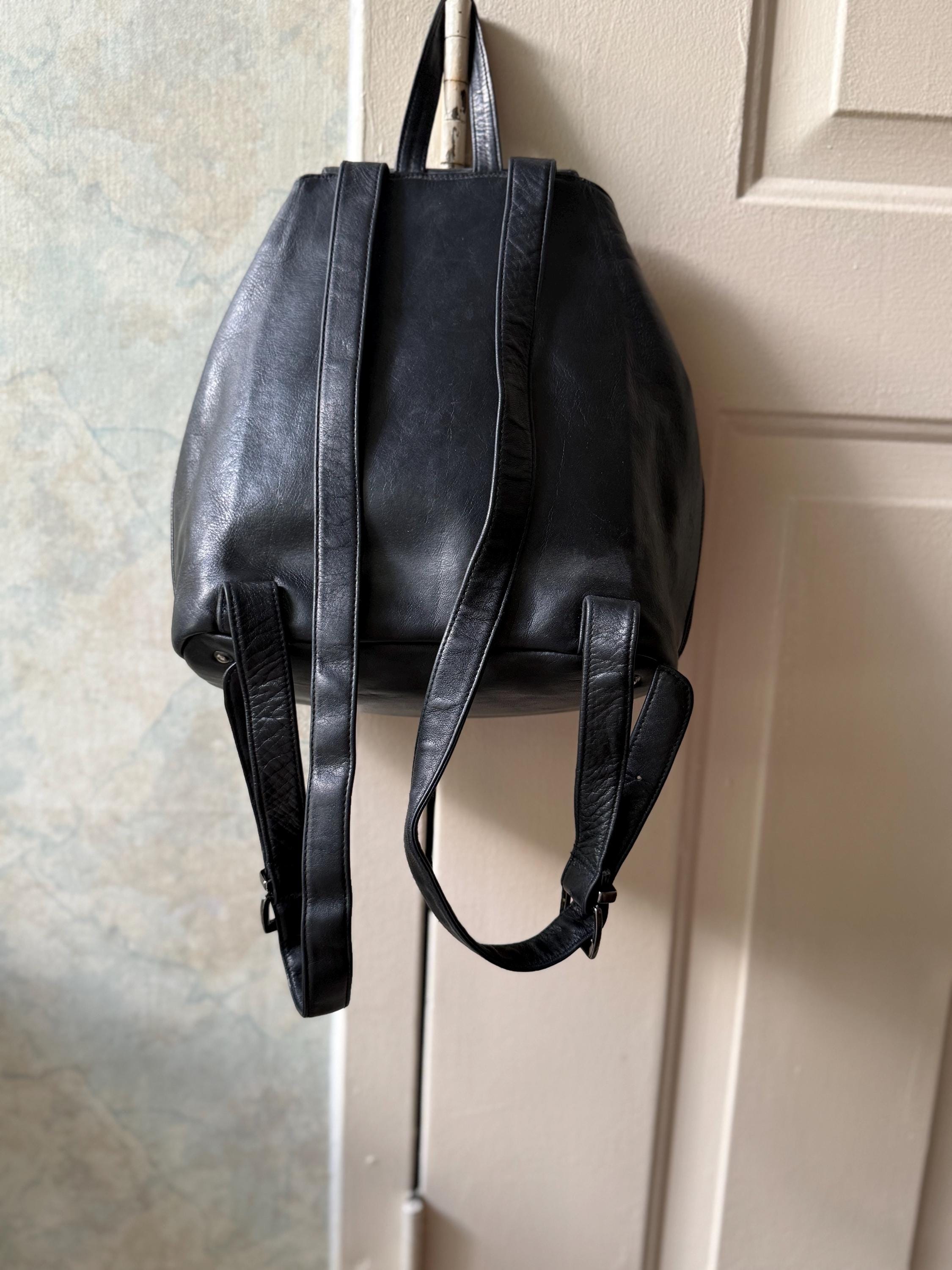 Vintage Black Perlina Leather Backpack Vintage leather backpack Perlina | Mercari main image 2