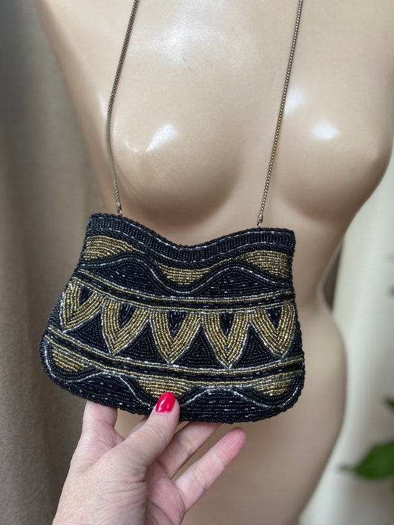 Vintage La Regale Black Beaded Purse