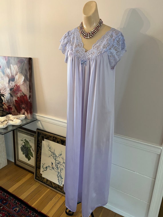 Vintage dusty lavender Shadowline long night gown… - image 10