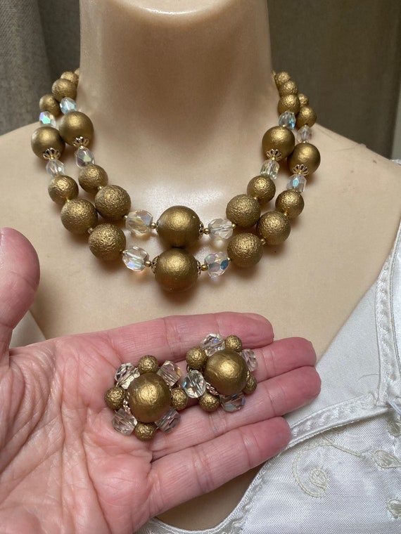 Golden Color Big Bead Ruffled Tassels Set Of 2