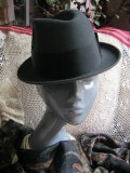 Vintage unisex fedora, charcoal grey unisex fedora, Durafelt Mallory Premier fedora, size 6 3\/4 grey fedora, Mad Men fedora, retro fedora