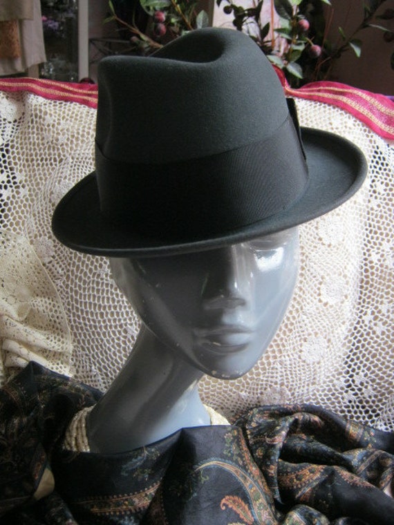 Vintage unisex fedora, charcoal grey unisex fedora