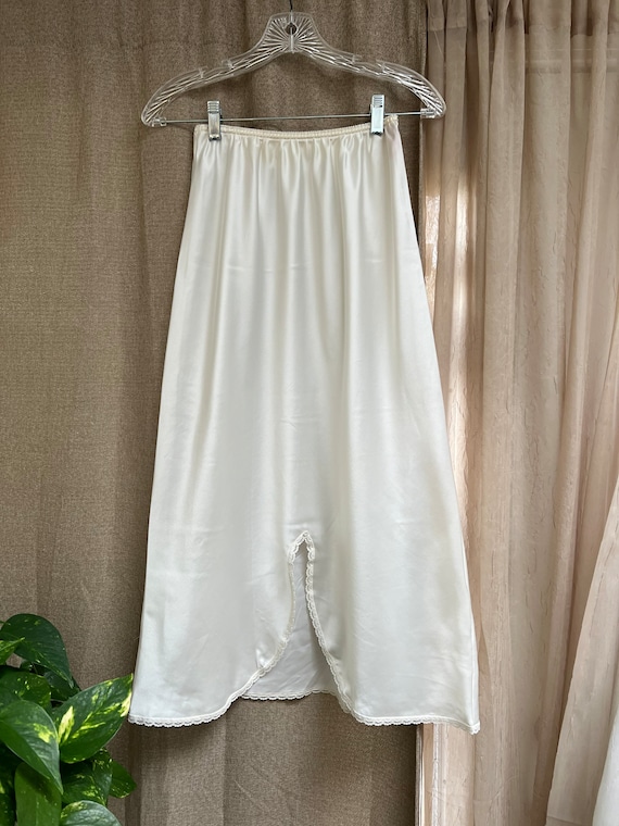 Vintage midcalf ivory sateen skirt slip M, Warner… - image 1