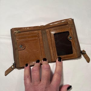 Cartera vintage unisex resistente con múltiples bolsillos, plegable de cuero marrón y tela gruesa, cartera compacta y plegable "Swiss Gear", cartera unisex.