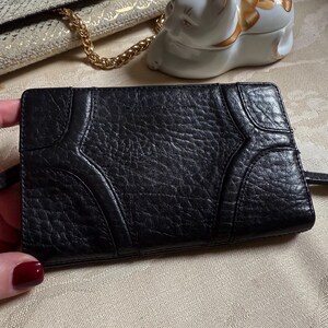 Cartera/monedero vintage Kenneth Cole de piel negra, cartera mediana unisex de piel negra de calidad, cartera organizadora Kenneth Cole