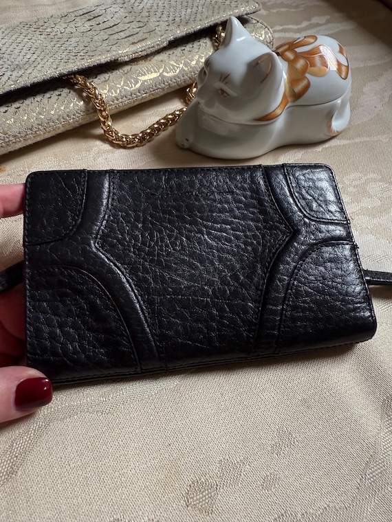 Vintage Kenneth Cole black leather wallet/coin clutch, quality black leather unisex Kenneth Cole medium wallet, organizer wallet