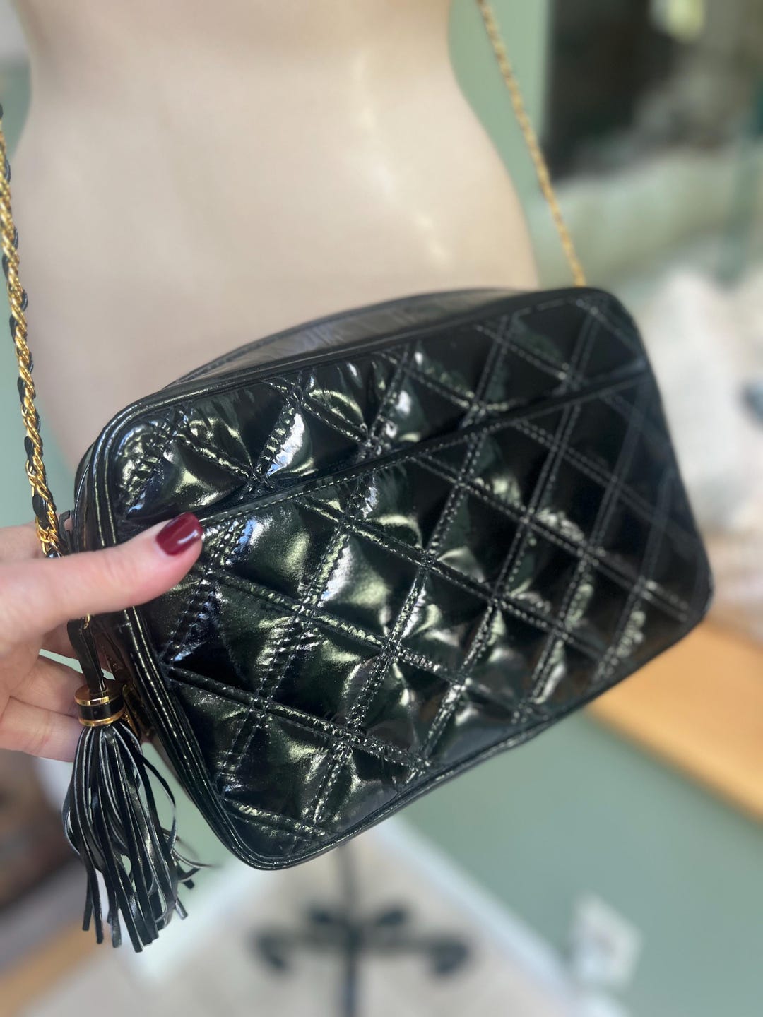 ショルダーバッグ・ポシェット Bettyboop Quilting Chain Shoulder Bag_Black BettyBoop] Quilting Chain Shoulder Bag_Black - ULKIN CANVAS