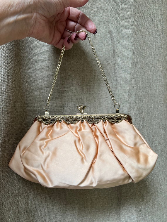Vintage blush gold antique pouch evening purse,