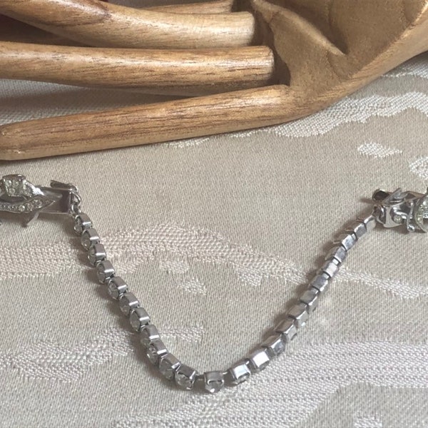 Vintage rhinestone dagger crescent moon sweater guard, Shriner's Masonic sword/moon sweater holder, rhinestone sweater guard