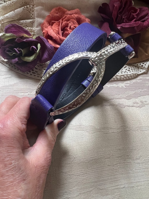 Vintage purple faux leather adjustable belt, M/L p