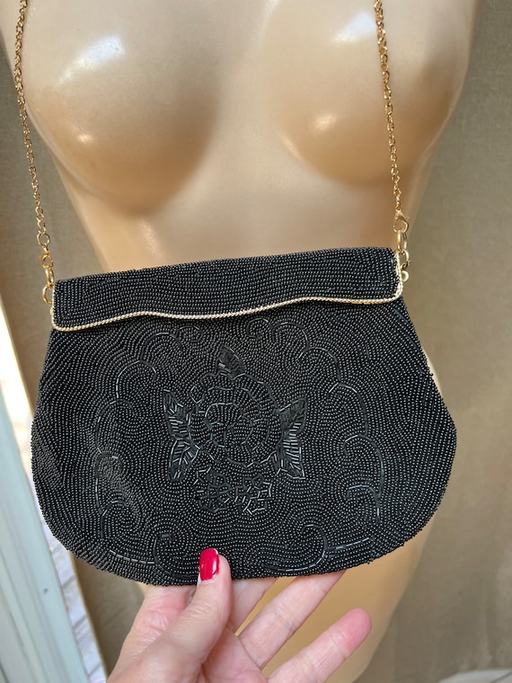 La Regale Clutch Purse Black Beaded