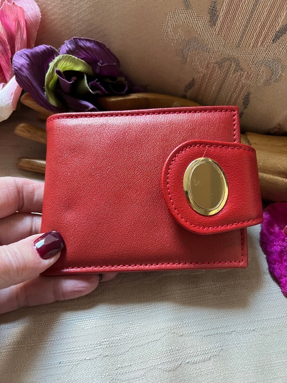 Vintage retro red leather woman's wallet, midcentu