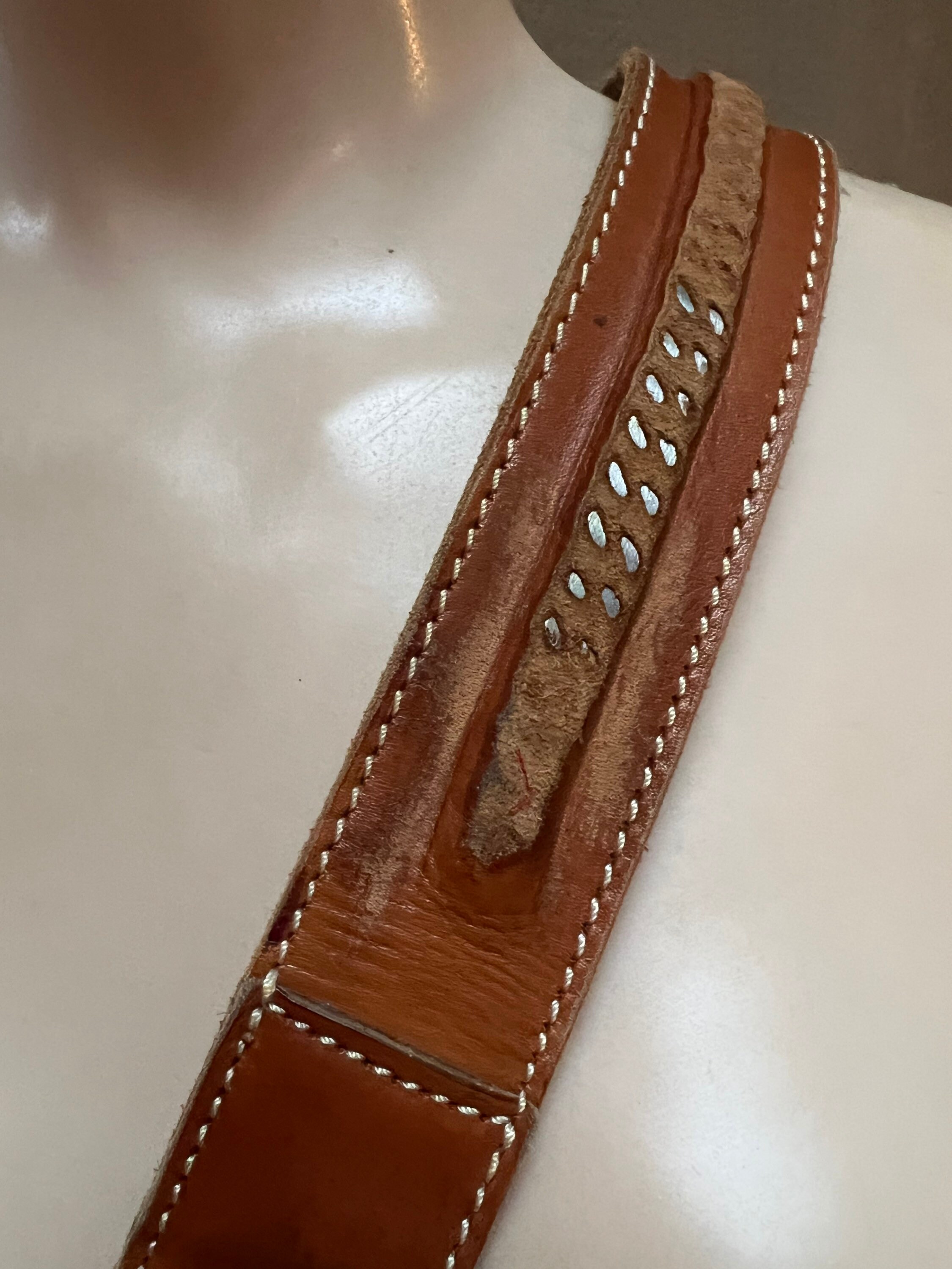 Fossil Vintage Y2K British Tan Braided Leather Boho Belt ?? Vintage Heavy Duty British Tan Leather Fossil Belt 34-38  main image 4