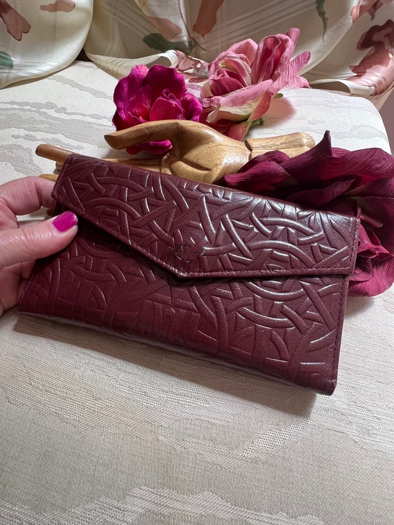 Vintage MUNDI brown/wine leather clutch wallet, Mu