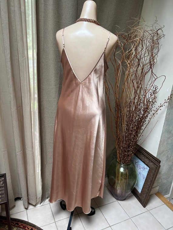 Vintage golden tan satiny Halston long night gown… - image 7