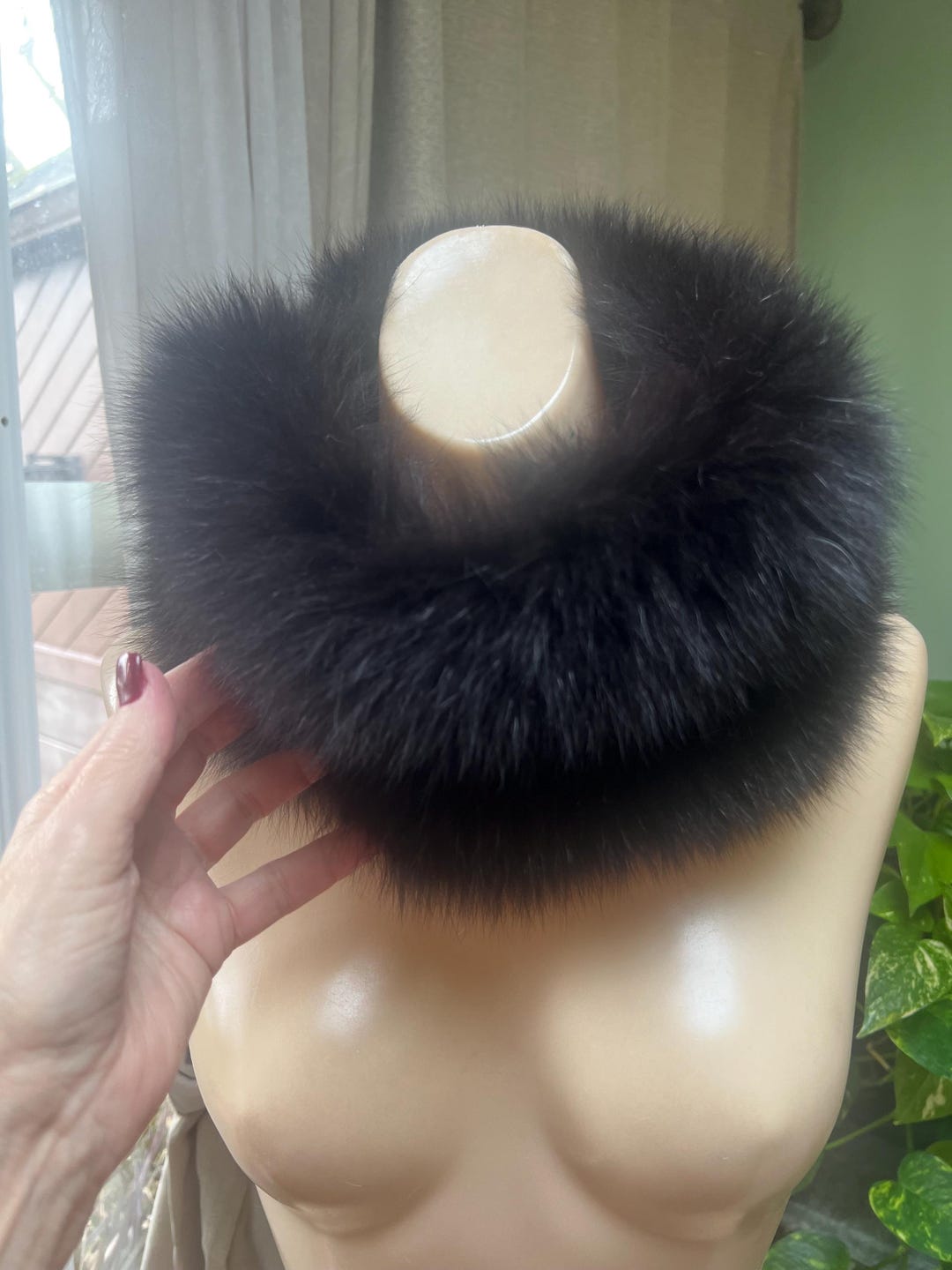 Fox Neck Raps Vintage Black Fox Neck Wrap, Rhinestone Black Fox Genuine Fur Neck Wrap ...