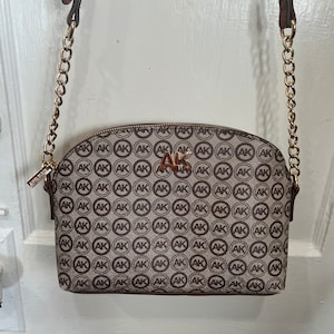 Vintage Faux Leather Tan Anne Klein Crossbody Bag, Anne Klein