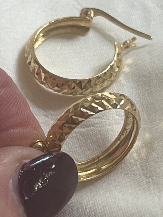 Vintage antique 14k Turkish pierced hoop earrings… - image 5