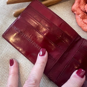 Wallet-Burgundy ~ Maroon ~ Wine Color Genuine Exotic Eel Skin