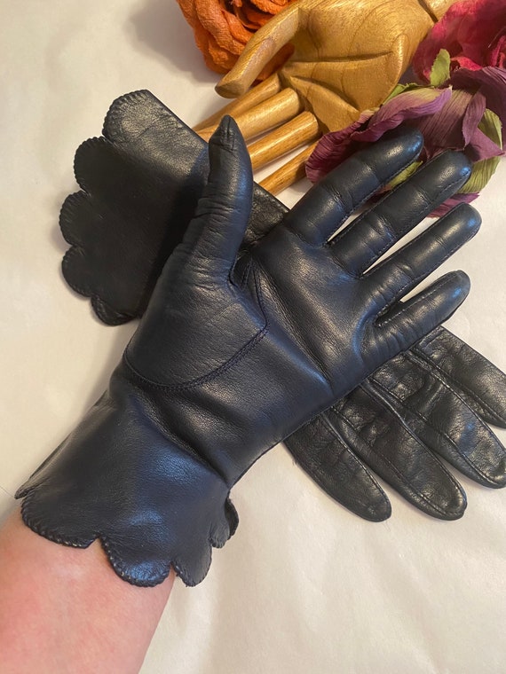 vintage gloves dark blue Gem