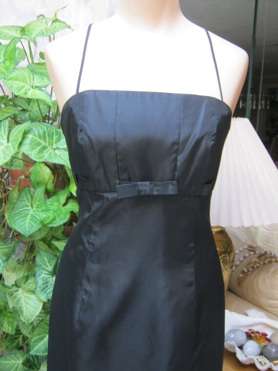Vintage black satin taffeta empire waist gown, Aud