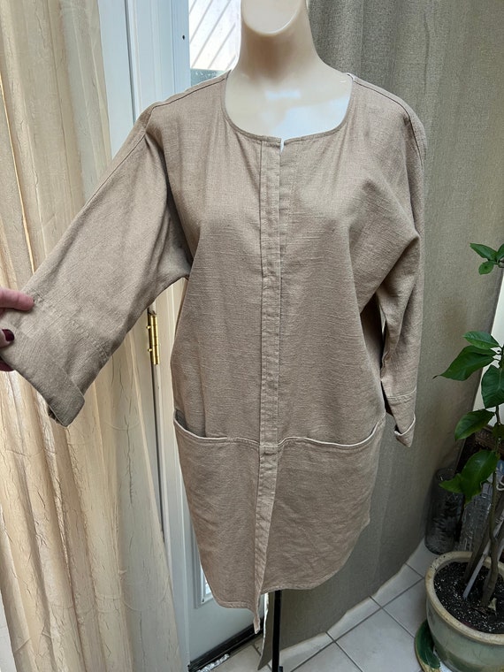 Vintage khaki linen blend Chico topper jacket S/M,