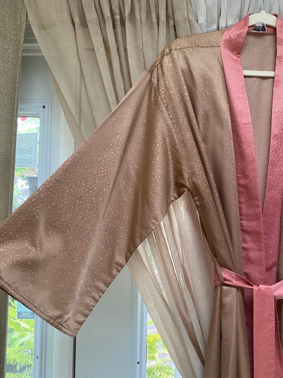 Vintage dusty tan coral kimono style wrap robe M/L