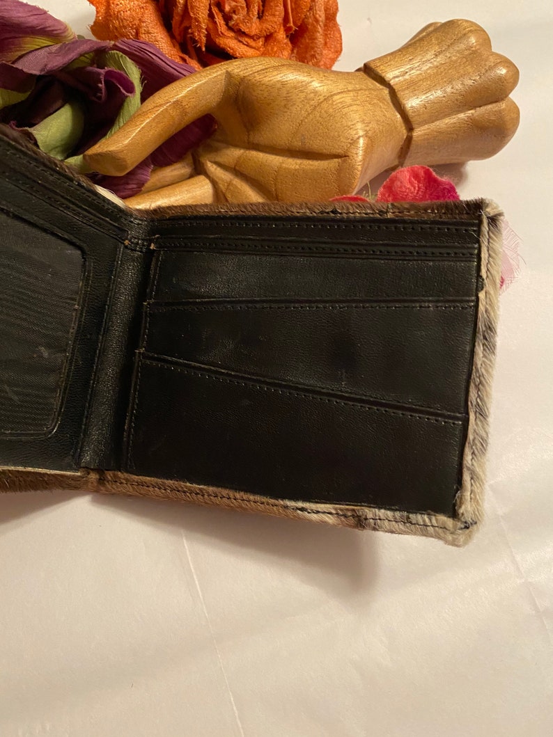 men/'s hair calf wallet Vintage hair calf leather folding wallet men/'s brown black beige fur wallet men/'s folding wallet men/'s fur wallet