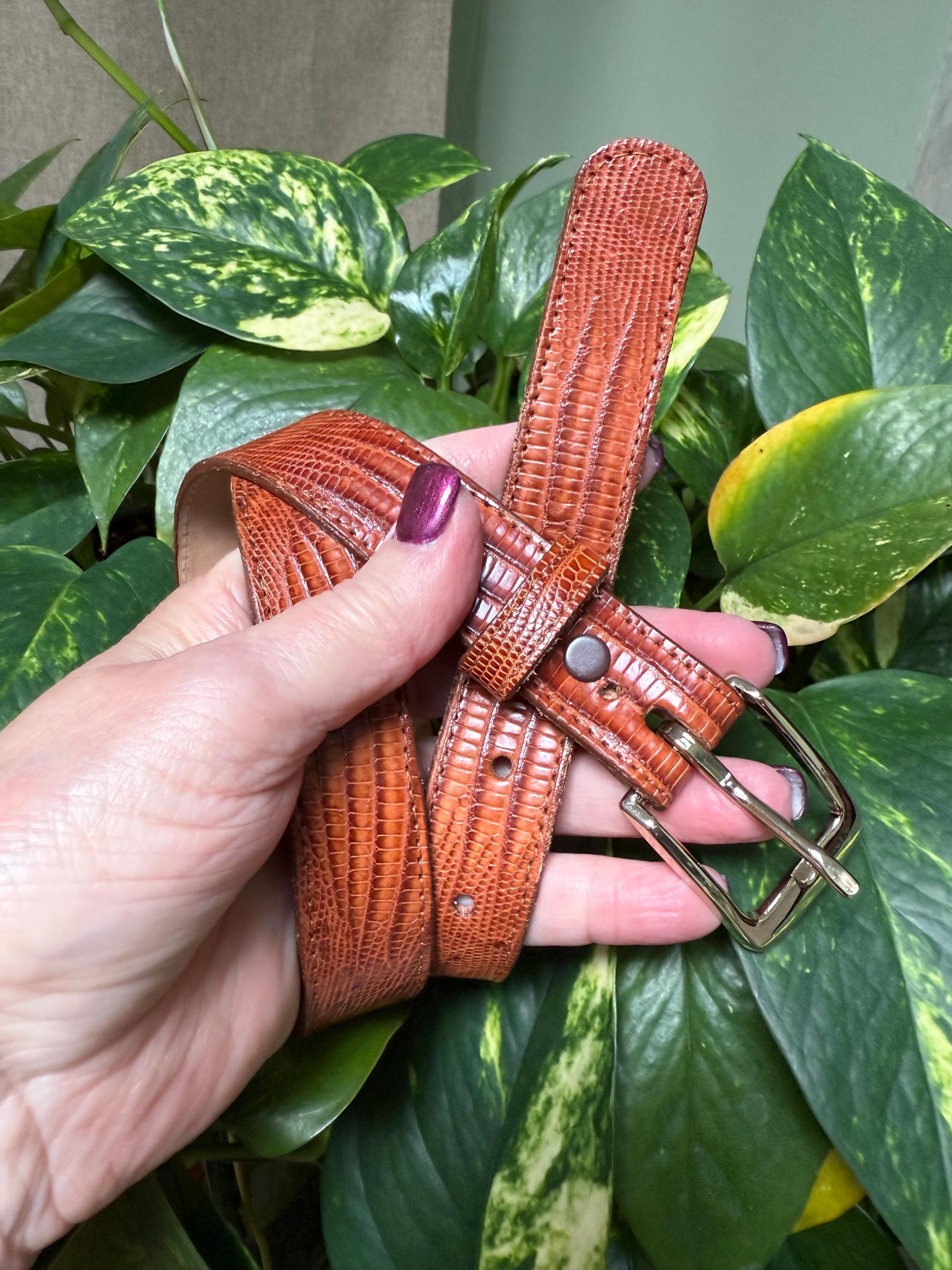 Justin Lizard Leather Belt with Gold Buckle Gather  main image 4