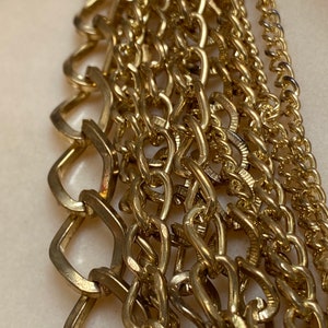 Vintage multi strand goldtone chain link necklace, 10 strand multi size chains necklace, multi chain necklace earrings set, statement set image 10