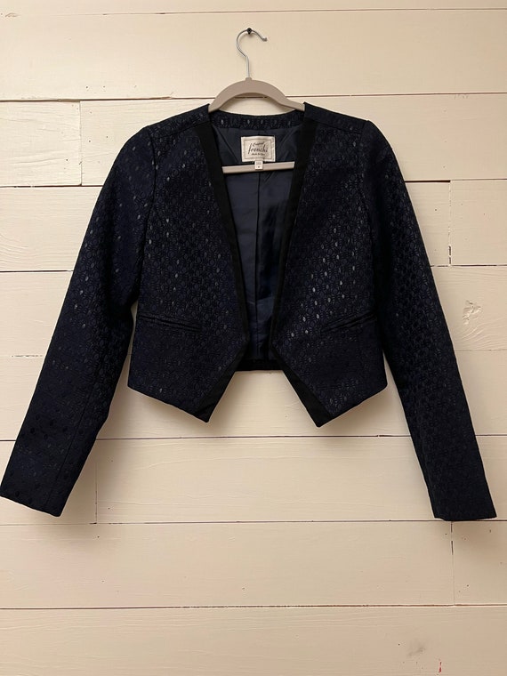 Vintage 90s cropped dark navy blue blazer XS, fit… - image 3