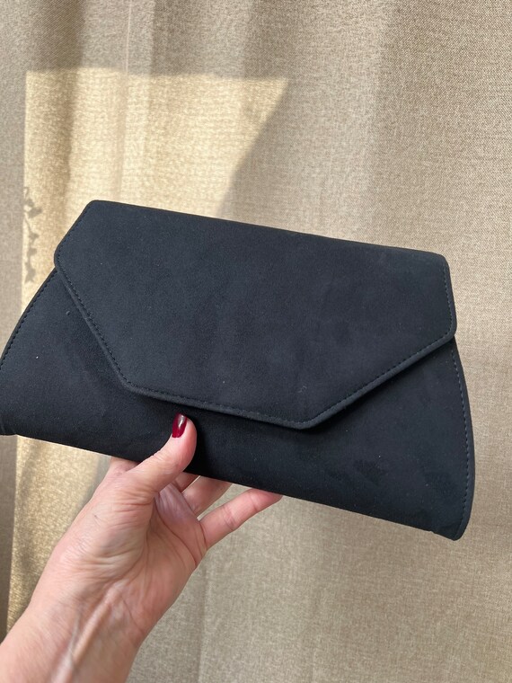 Vintage black suede shoulder/clutch purse, black s