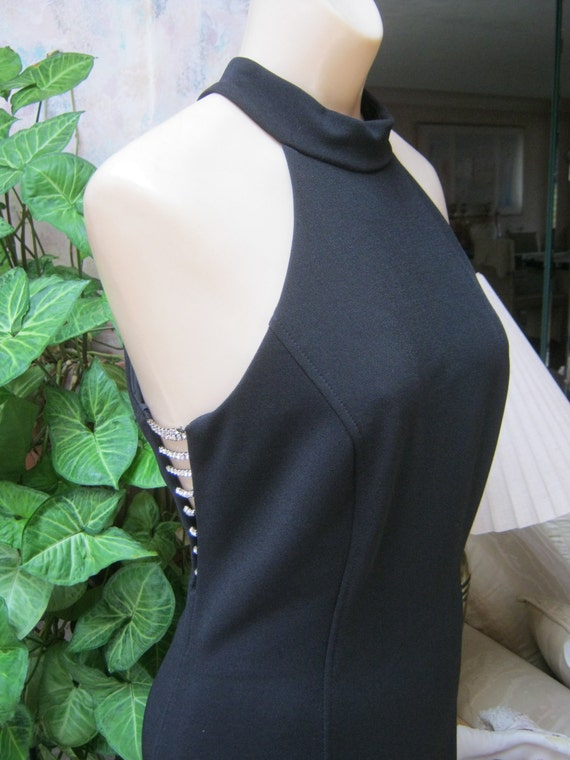 Vintage sexy black halter style gown, black open s