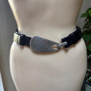 CHICO\'S Large Oversized Buckle Two-Tone Adjustable Black Leather Belt M/L Vintage Chicos Belt - Etsy main image 4