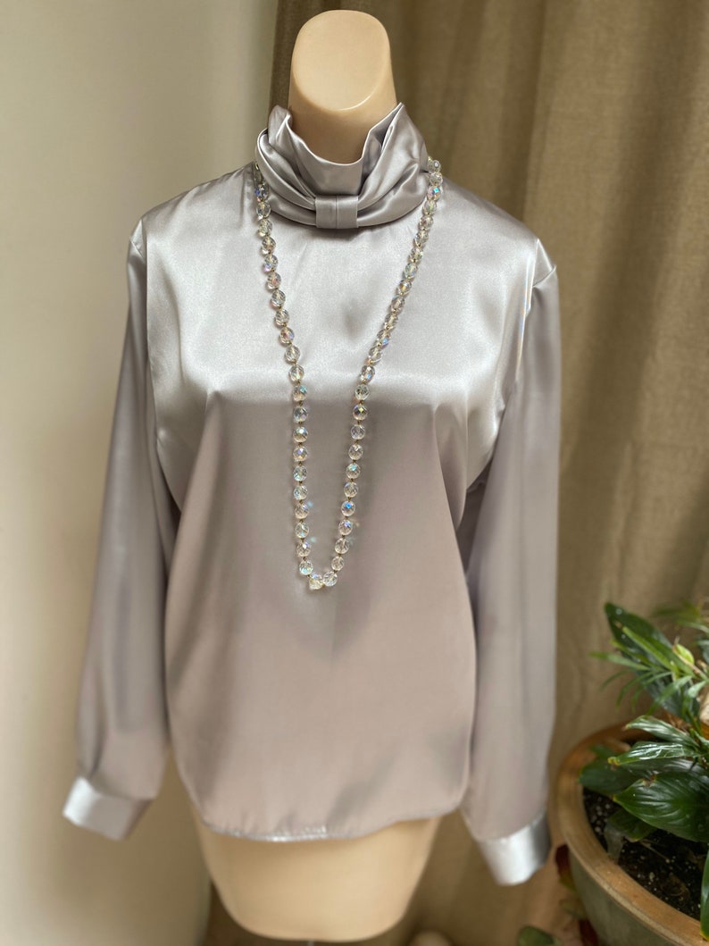 high neck silver blouse