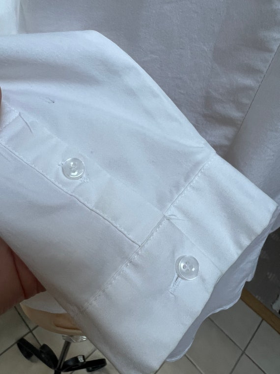 Vintage white cotton blend jeweled blouse S/M, wh… - image 8