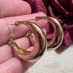 Vintage Les Bernard pierced silver/gold geometric hoop earrings, Les Bernard hoops, pierced 2 tone hoop earrings