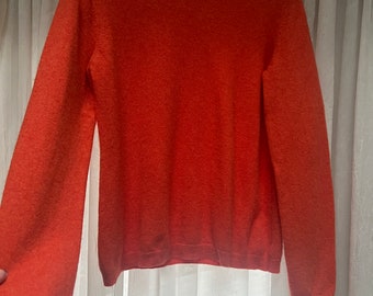 Vintage heathered orange cashmere pullover sweater M, Neiman Marcus orange pumpkin preppy crew neck cashmere sweater M, orange sweater M