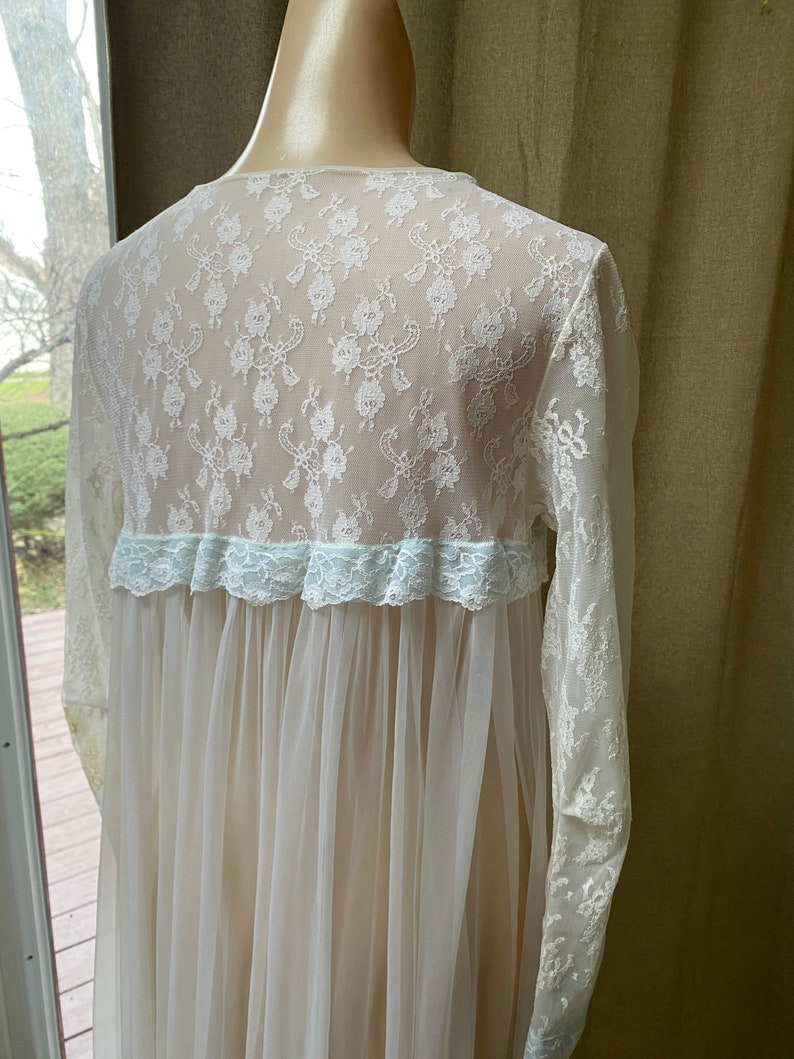 Vintage Miss Elaine Sheer White Peignoir Robe S/M Lace | Etsy